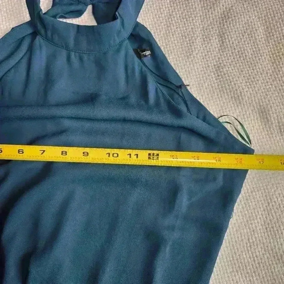 Krisa Halter Asymmetrical Ruffle mini dress Sz XS NWT Green - Picture 3 of 11